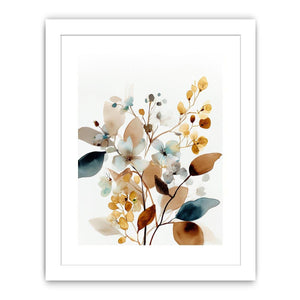 Neutral watercolor floral botanical canvas art for modern living room decor