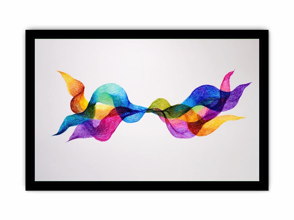 Colorful abstract wave canvas art for modern living room and office decor