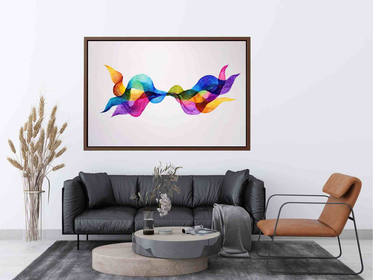 Colorful abstract wave canvas art for modern living room and office decor