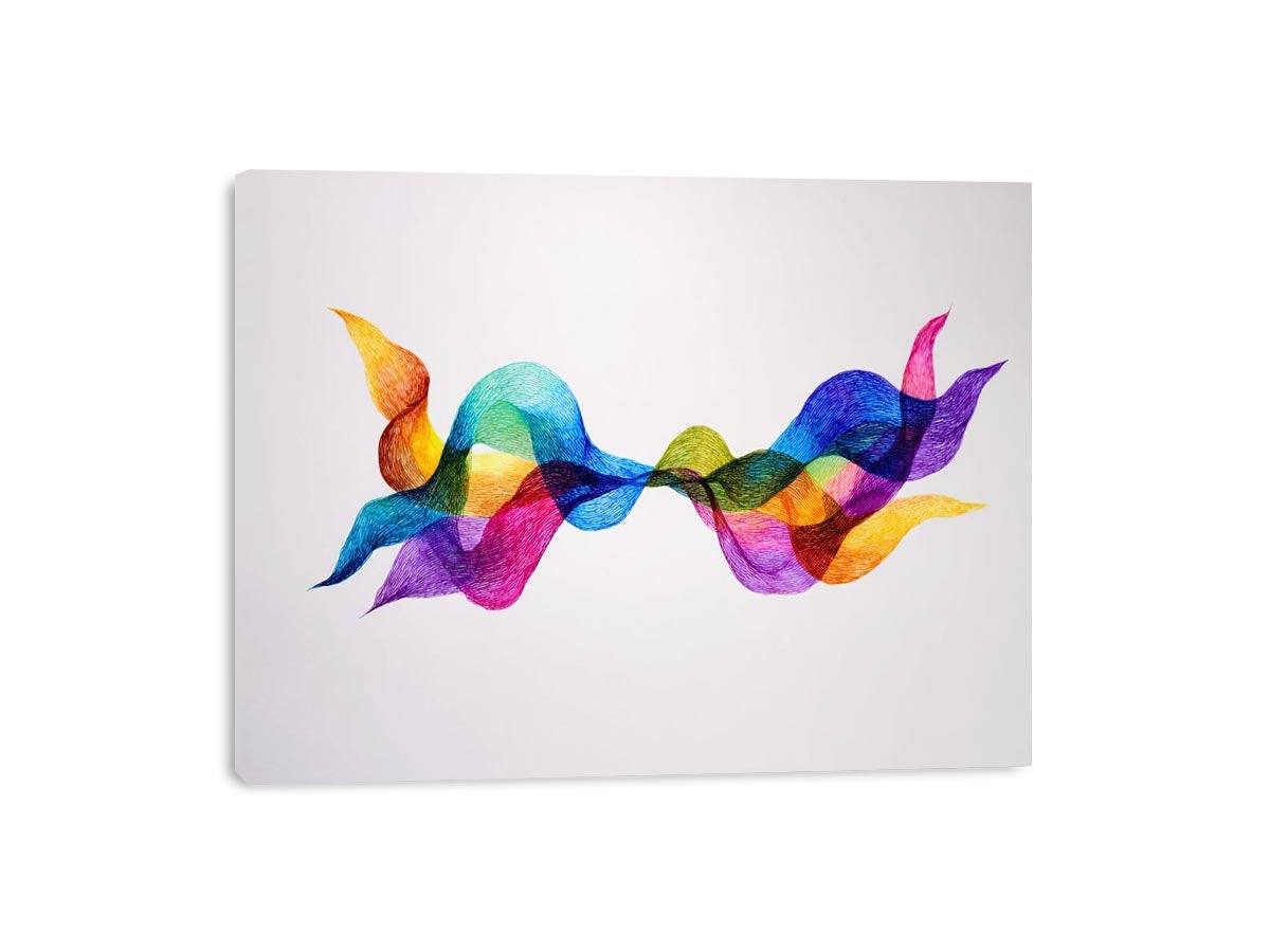 Colorful abstract wave canvas art for modern living room and office decor