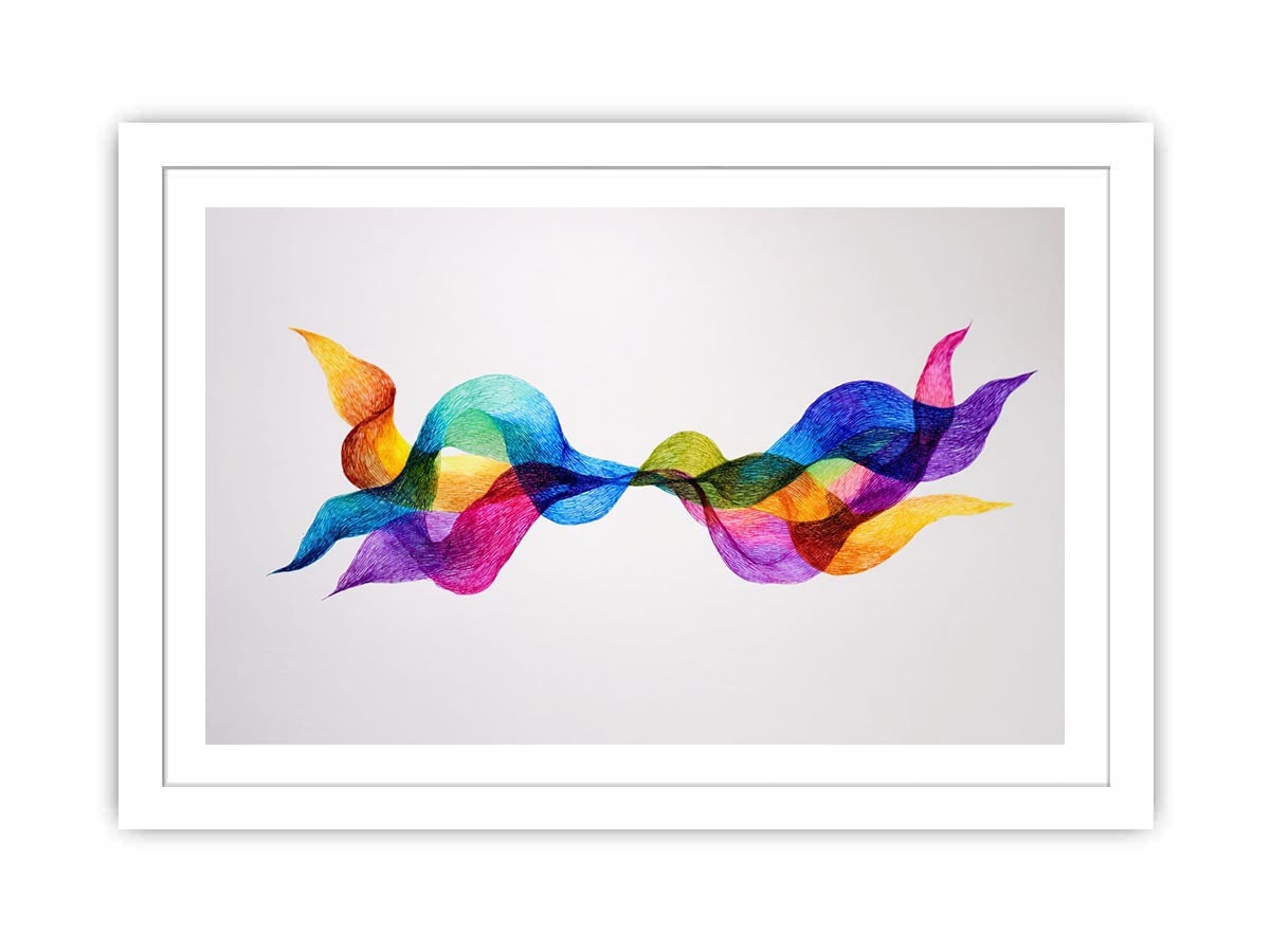 Colorful abstract wave canvas art for modern living room and office decor