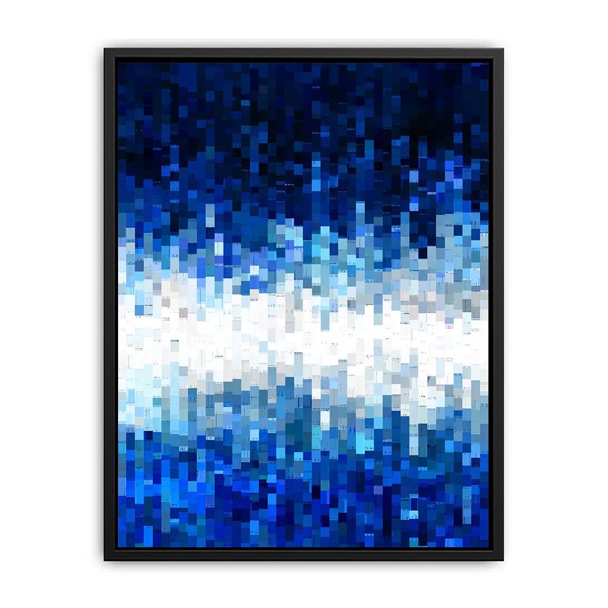 Blue pixel abstract canvas art for modern office and contemporary living room decor