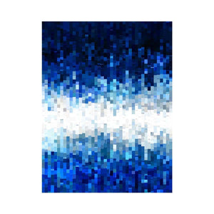 Blue pixel abstract canvas art for modern office and contemporary living room decor