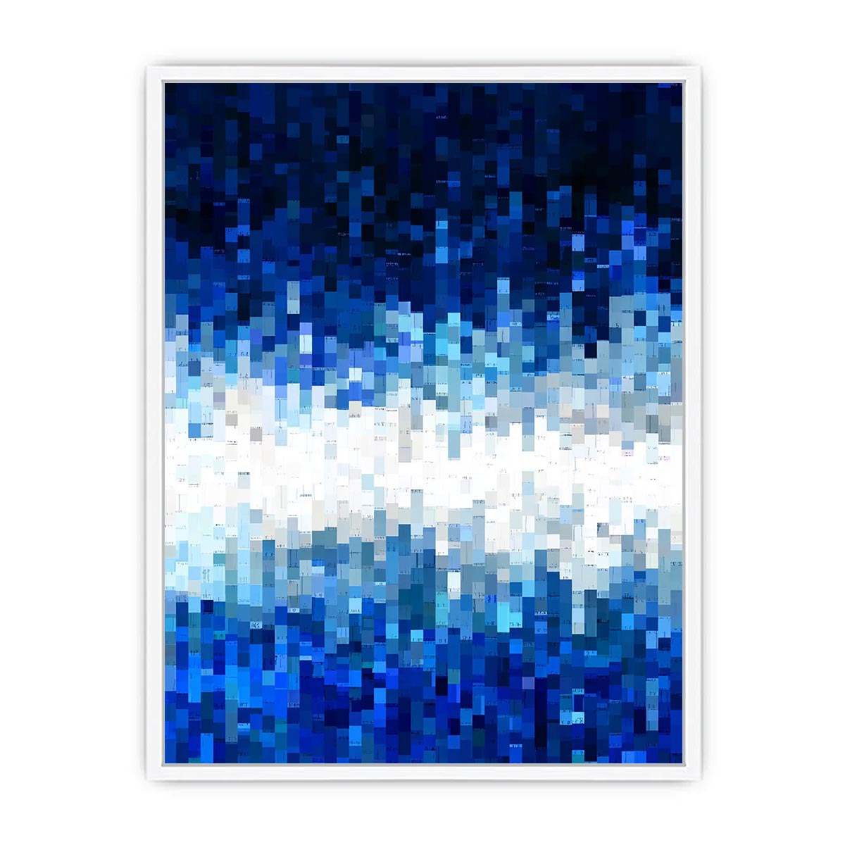 Blue pixel abstract canvas art for modern office and contemporary living room decor