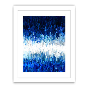 Blue pixel abstract canvas art for modern office and contemporary living room decor