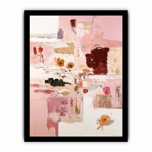 Soft pink abstract botanical canvas art for elegant bedroom decor