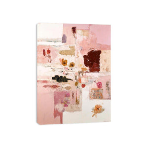 Soft pink abstract botanical canvas art for elegant bedroom decor