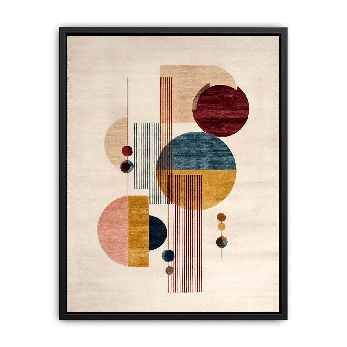 Modern geometric canvas art with circles and neutral tones for office decor