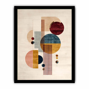 Modern geometric canvas art with circles and neutral tones for office decor