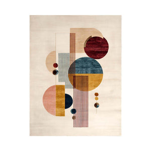Modern geometric canvas art with circles and neutral tones for office decor