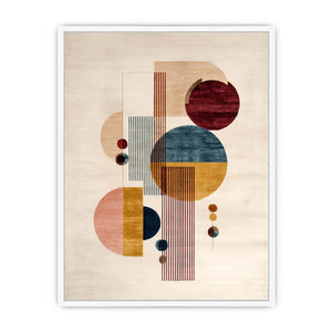 Modern geometric canvas art with circles and neutral tones for office decor
