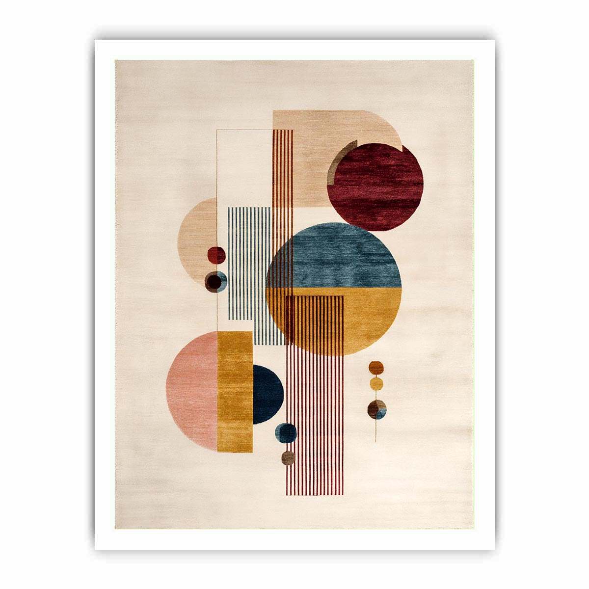 Modern geometric canvas art with circles and neutral tones for office decor