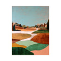 Countryside landscape artwork with winding path and earthy green tones for modern interiors