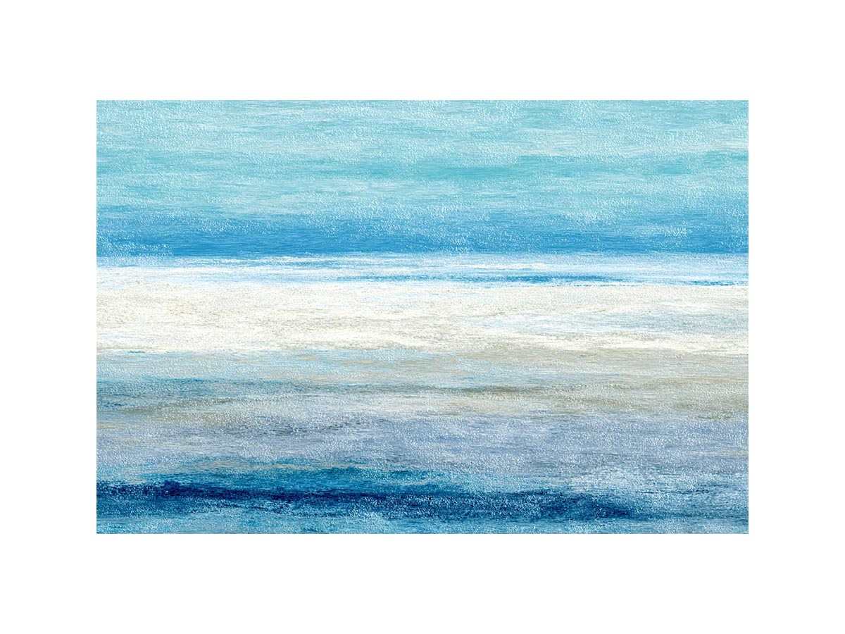 Abstract coastal horizon artwork in blue and white tones for modern living room decor