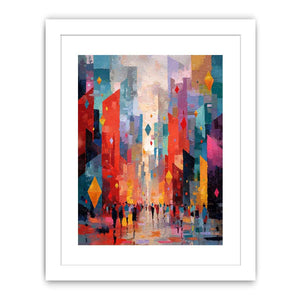 Colorful abstract cityscape canvas art for modern office and living room decor