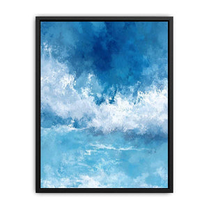 Blue ocean wave canvas art for coastal bedroom and living room decor