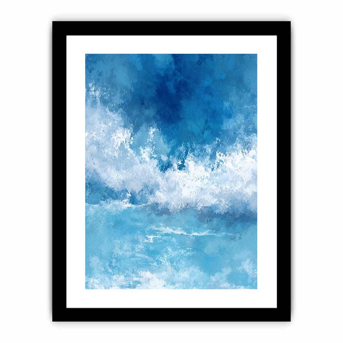 Blue ocean wave canvas art for coastal bedroom and living room decor