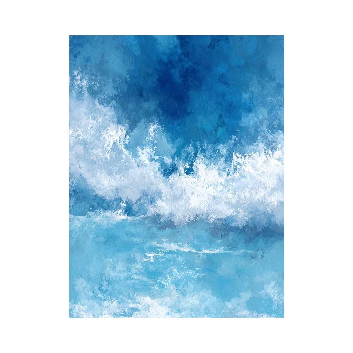 Blue ocean wave canvas art for coastal bedroom and living room decor