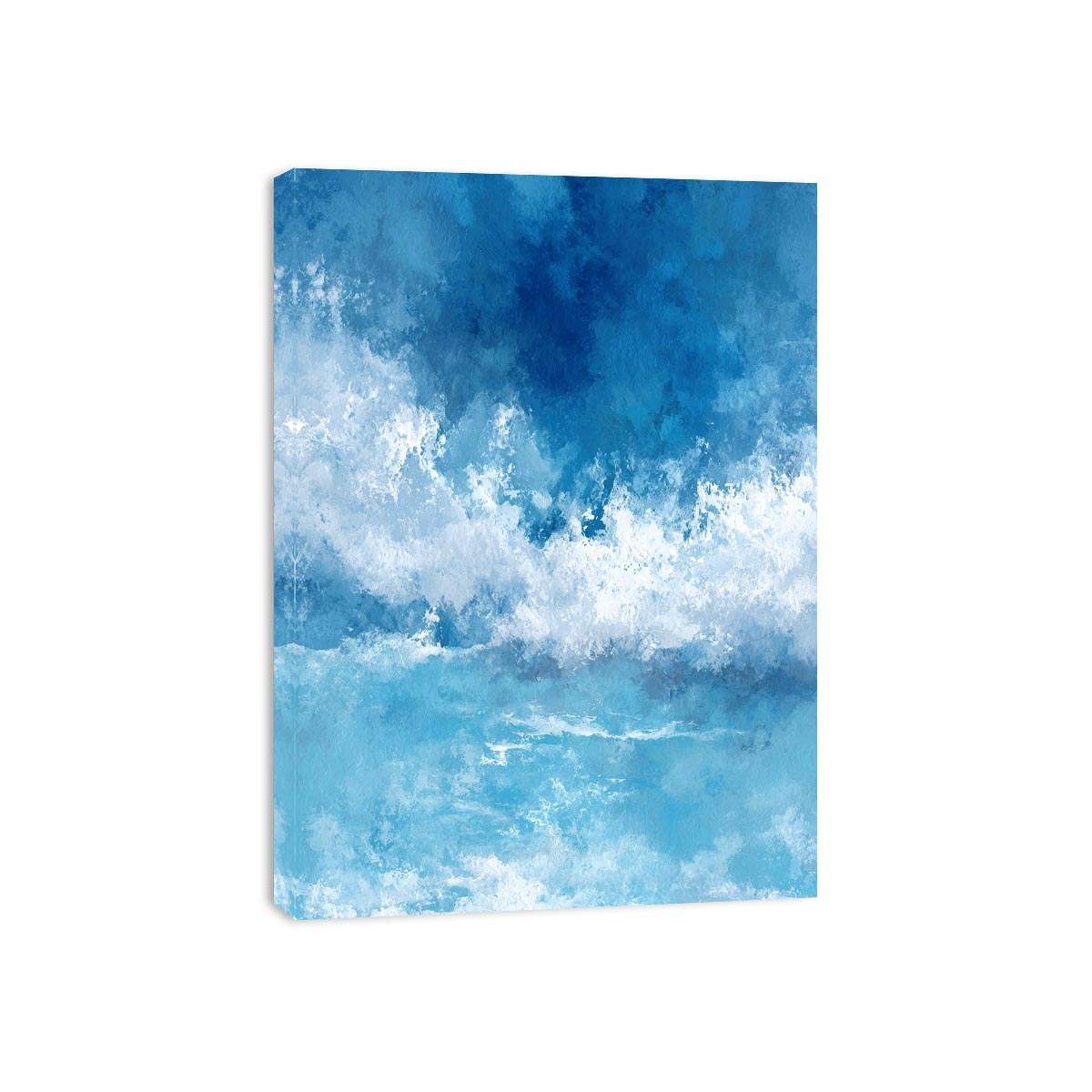 Blue ocean wave canvas art for coastal bedroom and living room decor