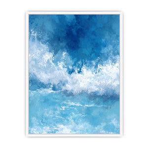 Blue ocean wave canvas art for coastal bedroom and living room decor