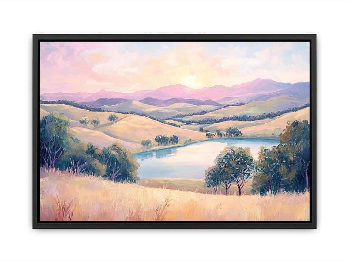 Pastel Lake Dawn artwork for modern living room decor