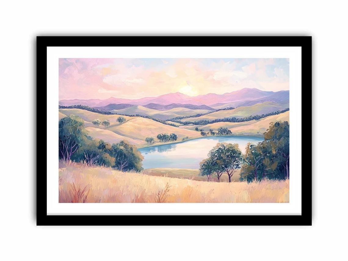 Pastel Lake Dawn artwork for modern living room decor