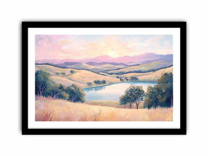 Pastel Lake Dawn artwork for modern living room decor