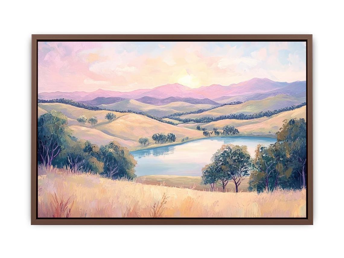 Pastel Lake Dawn artwork for modern living room decor