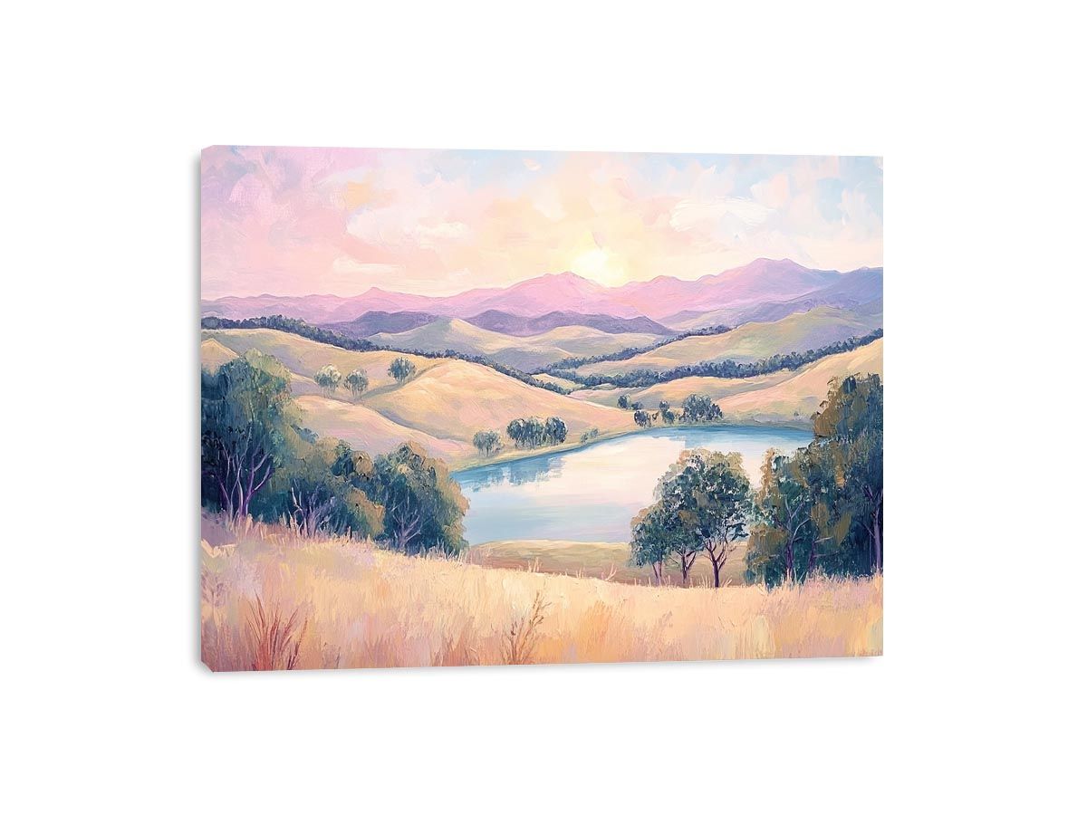 Pastel Lake Dawn artwork for modern living room decor