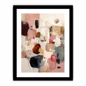 Abstract blush and neutral geometric canvas art for modern living room decor