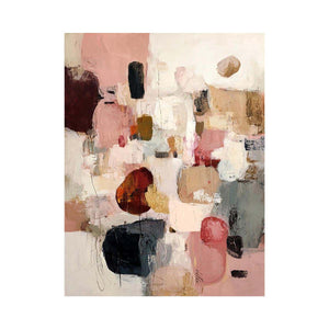 Abstract blush and neutral geometric canvas art for modern living room decor
