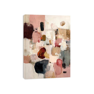 Abstract blush and neutral geometric canvas art for modern living room decor