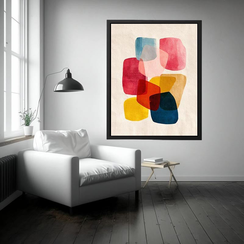 Modern colorful geometric abstract canvas art for office and living room