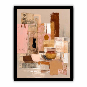 Neutral abstract blocks with warm gold accents canvas art for modern decor