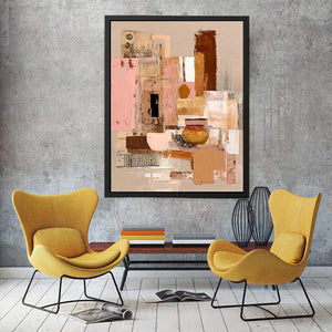 Neutral abstract blocks with warm gold accents canvas art for modern decor