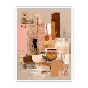 Neutral abstract blocks with warm gold accents canvas art for modern decor