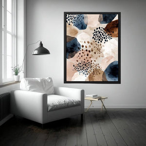 Neutral watercolor pebble abstract canvas art for calming modern interiors
