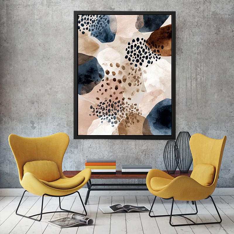 Neutral watercolor pebble abstract canvas art for calming modern interiors