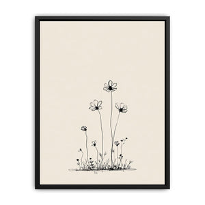 Minimalist wildflower line art for Scandinavian bedroom and office decor