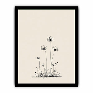 Minimalist wildflower line art for Scandinavian bedroom and office decor