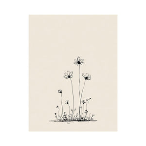 Minimalist wildflower line art for Scandinavian bedroom and office decor
