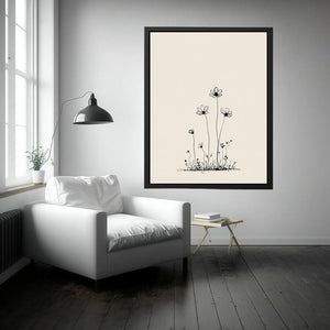 Minimalist wildflower line art for Scandinavian bedroom and office decor