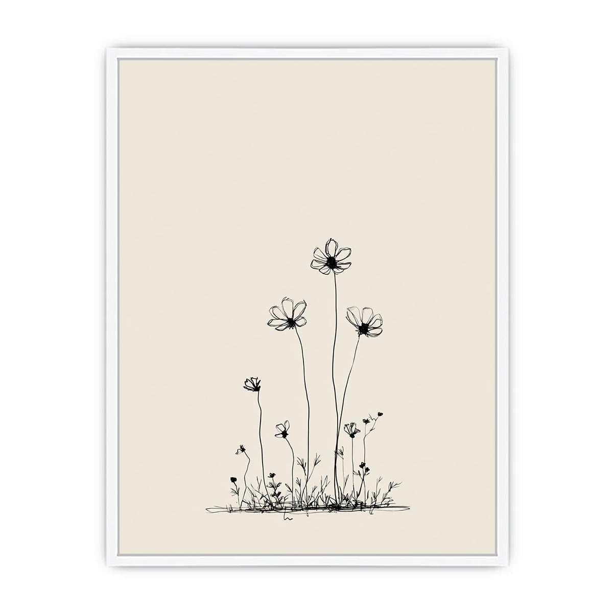 Minimalist wildflower line art for Scandinavian bedroom and office decor
