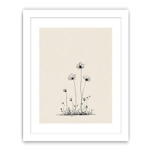 Minimalist wildflower line art for Scandinavian bedroom and office decor