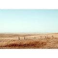 Prairie landscape photography with golden grass and fence for modern farmhouse decor