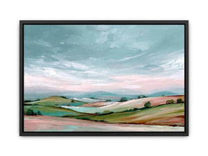 Rolling countryside landscape canvas art with open sky for modern home decor
