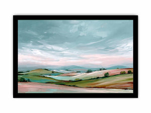 Rolling countryside landscape canvas art with open sky for modern home decor