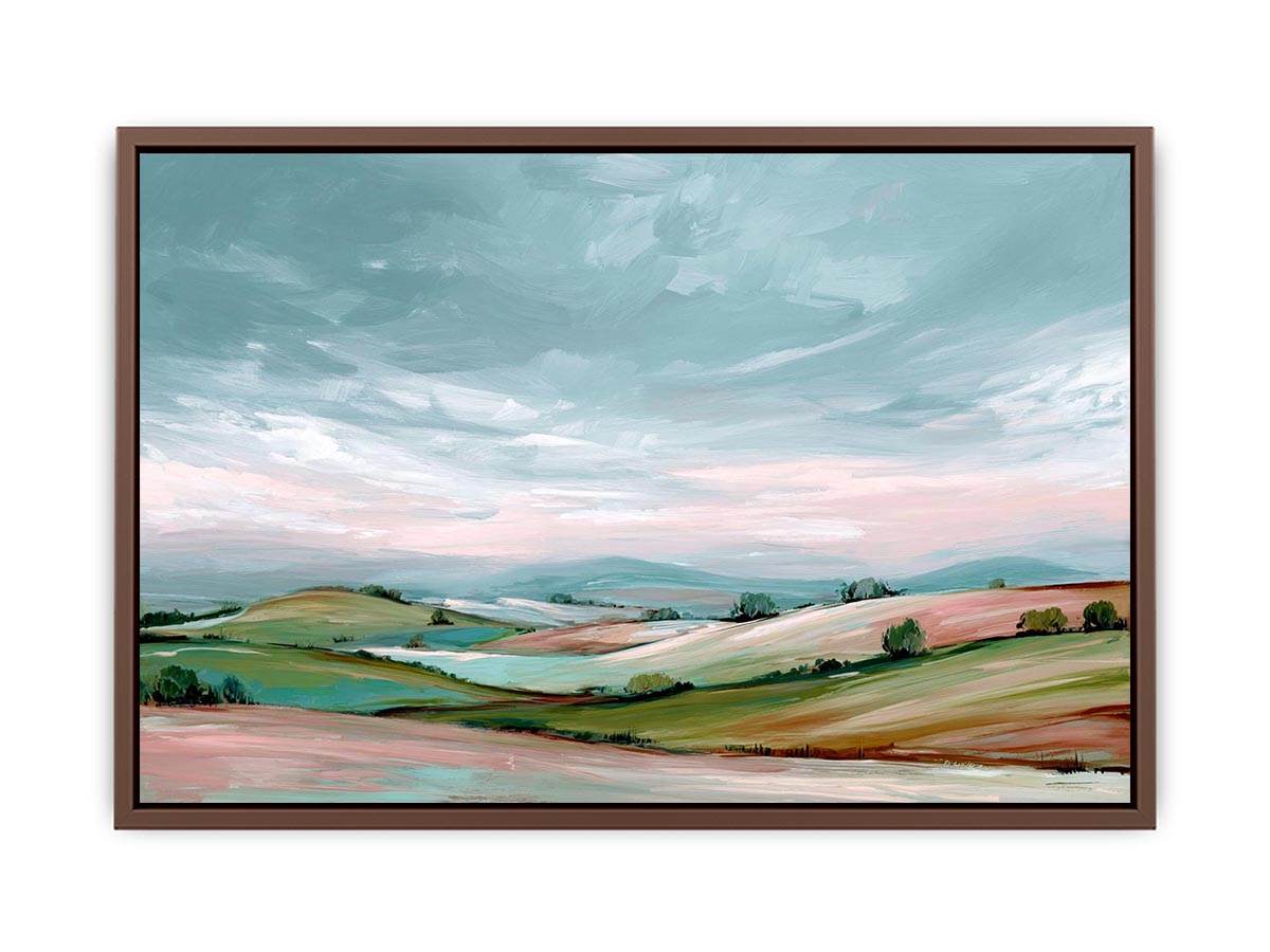 Rolling countryside landscape canvas art with open sky for modern home decor