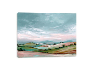 Rolling countryside landscape canvas art with open sky for modern home decor
