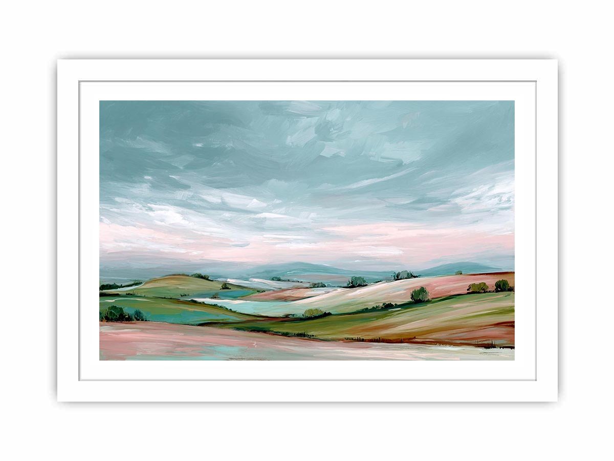 Rolling countryside landscape canvas art with open sky for modern home decor